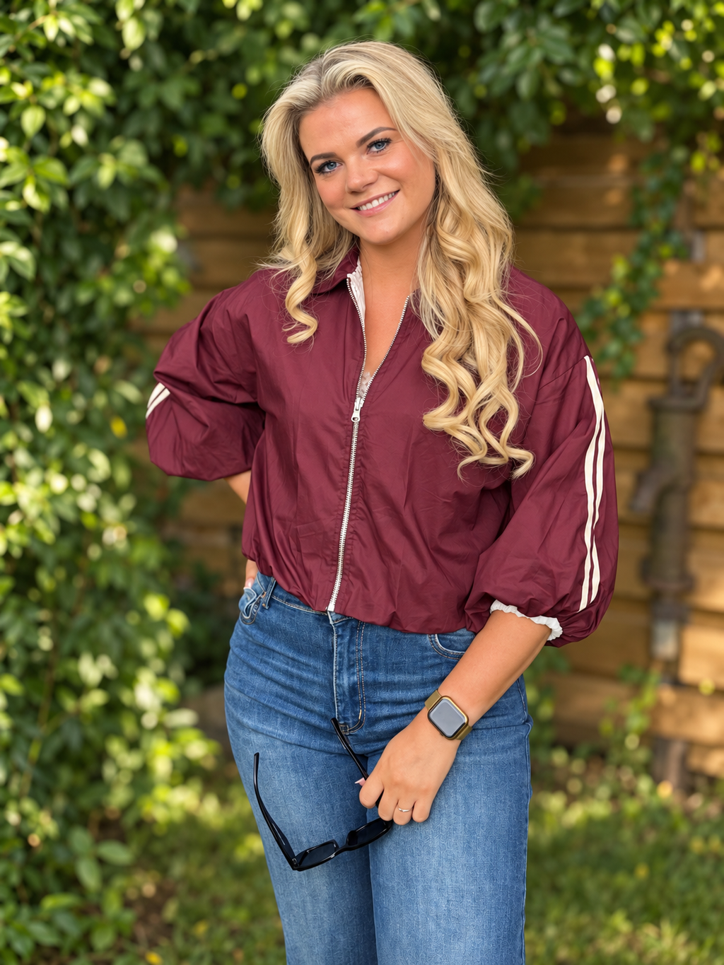 Bomber Jacket Stripe - Bordeaux