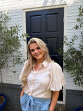 Blouse Pofmouwen Kort - Beige