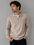 Milan Fine Knit Half Zip - Beige