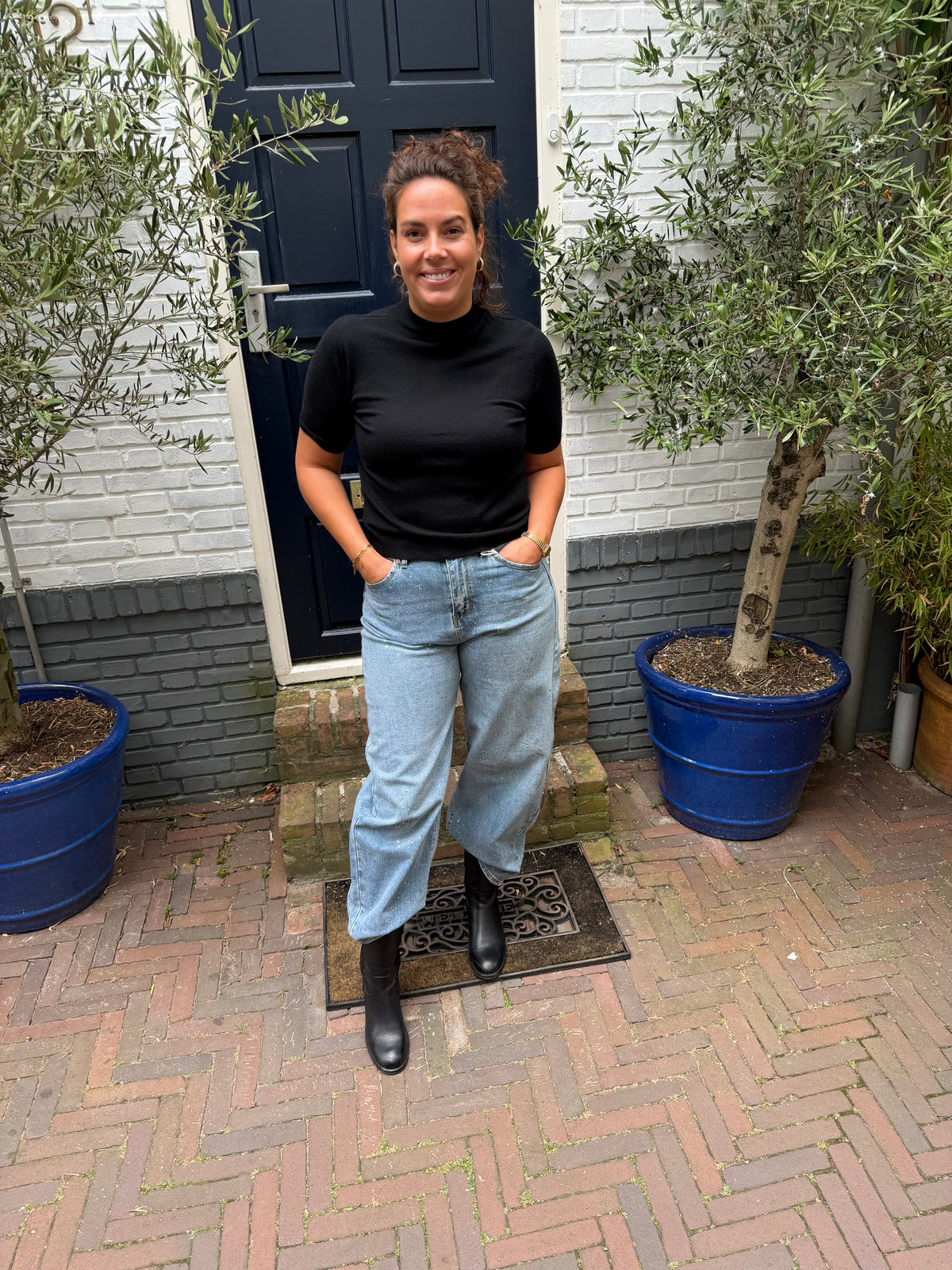 Barrel Jeans Glitter - Mid Blue