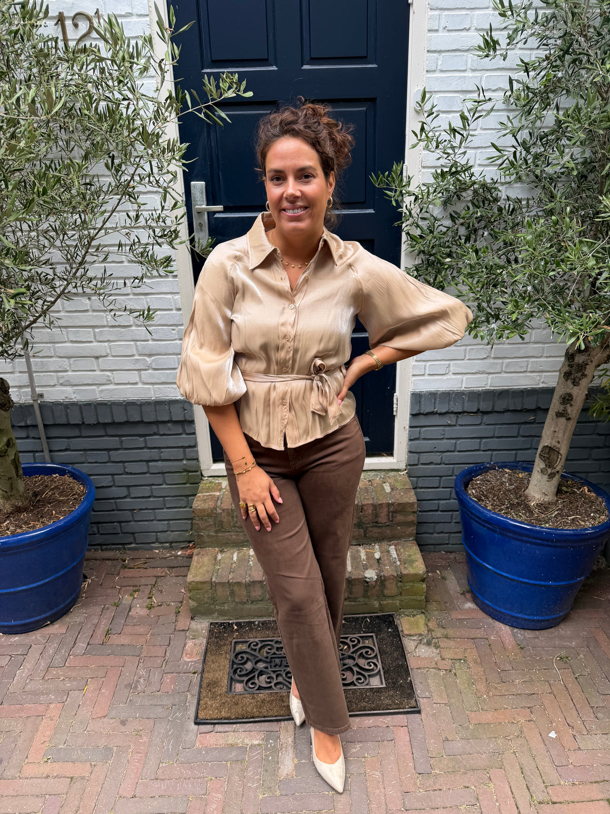 Satijnen Blouse - Bruin