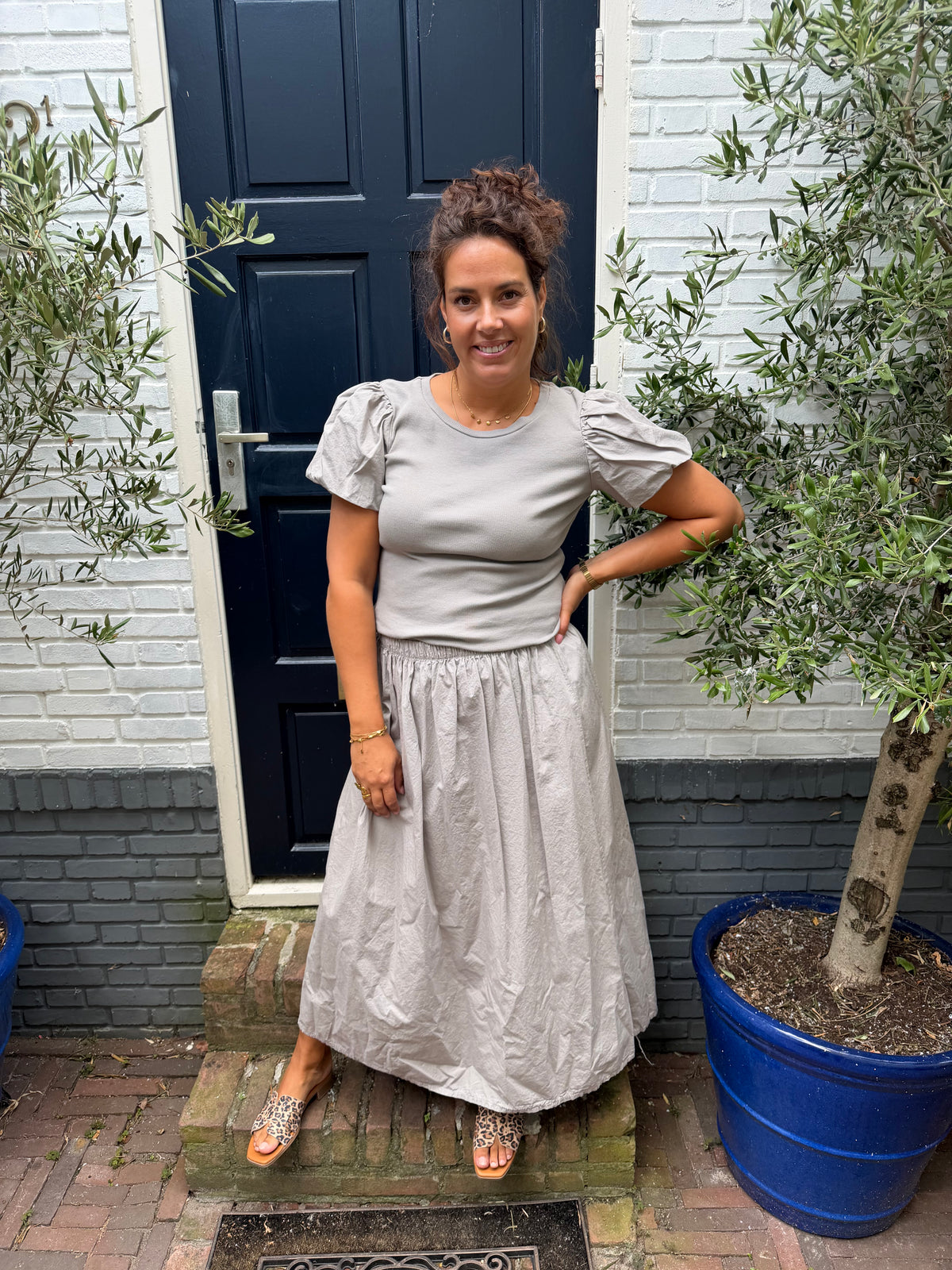 Luna Set Top/Rok - Taupe
