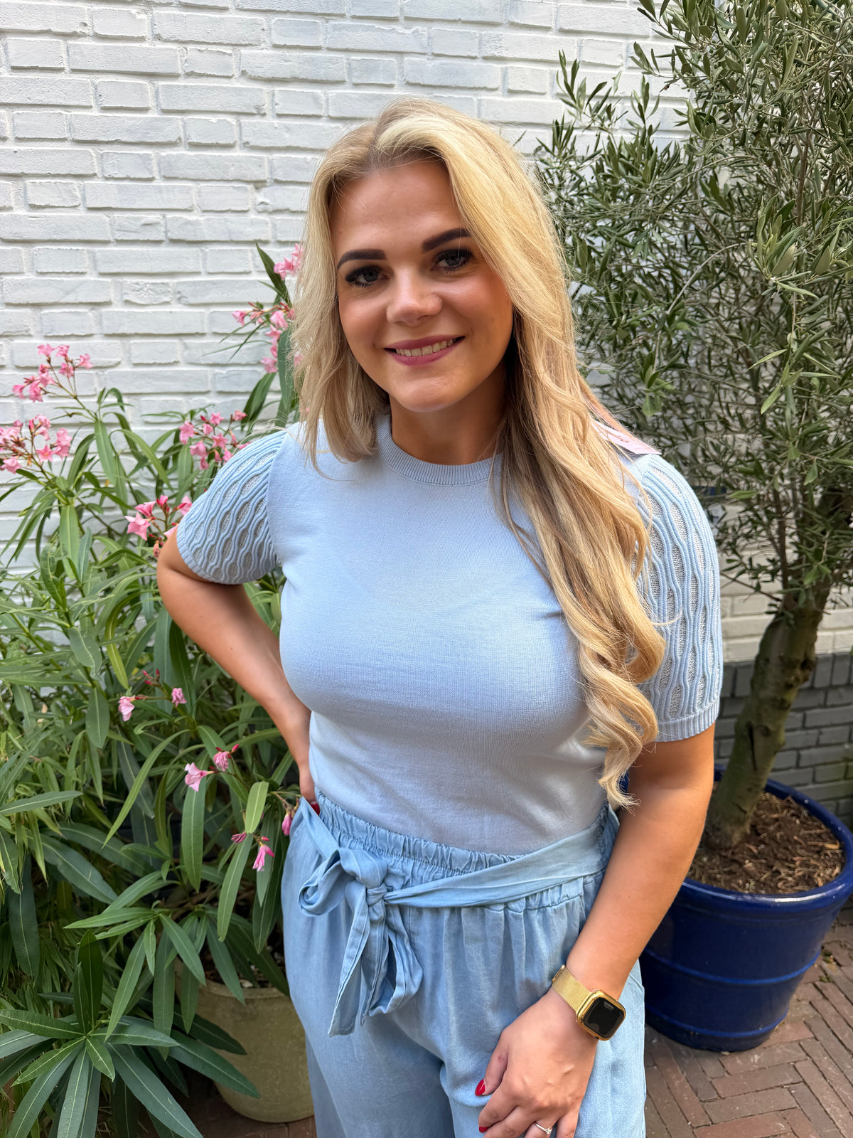Top Mouwdetail - Blauw