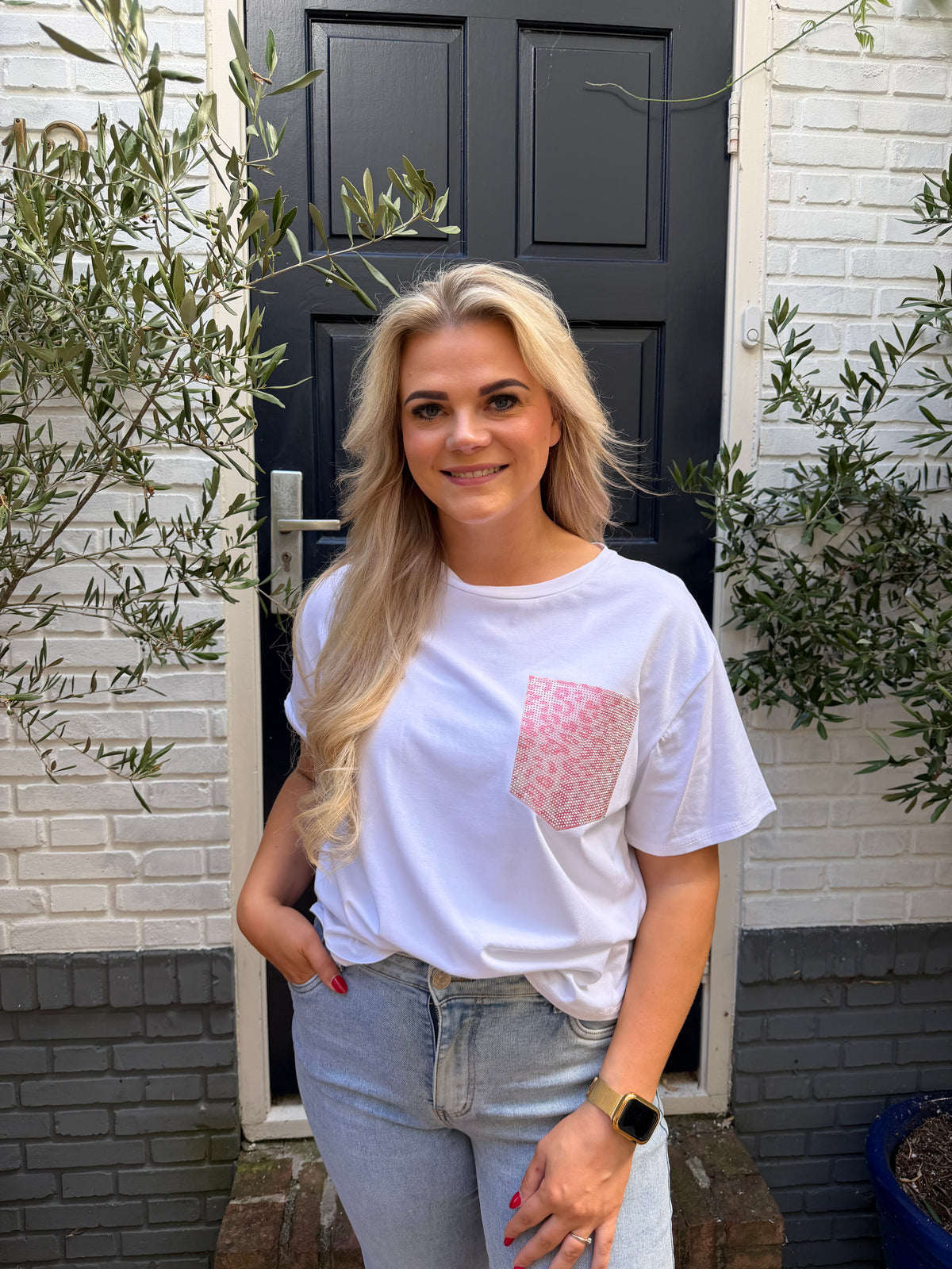 T-shirt Glitter Pocket - Leopard