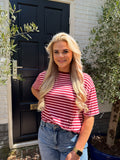 Gestreept T-shirt - Roze/Rood