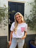 T-shirt Glitter Pocket - Roze