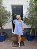 Jurk Pofmouwen Streep - Blauw